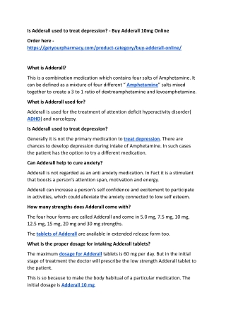 Is Adderall used to treat depression_ - Buy Adderall 10mg Online