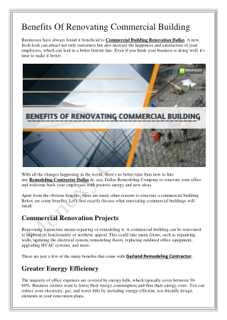 Benefits Of Renovating Commercial Building