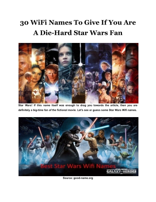 30 WiFi Names To Give If You Are A Die-Hard Star Wars Fan