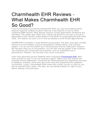 Charmhealth EHR Reviews