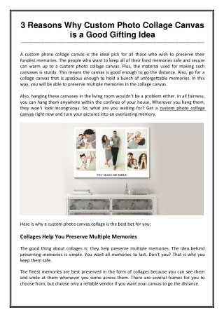 3 Reasons Why Custom Photo Collage Canvas is a Good Gifting Idea