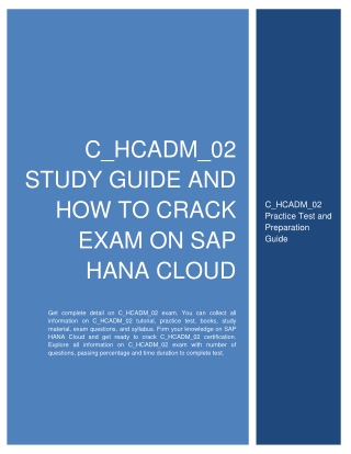 C_HCADM_02 Study Guide and How to Crack Exam on SAP HANA Cloud