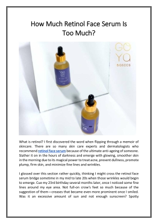 How Much Retinol Face Serum Is Too Much?