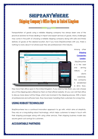 Ship2anywhere Office Open In United Kingdom