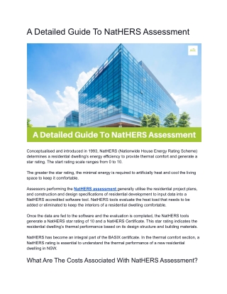 A Detailed Guide To NatHERS Assessment