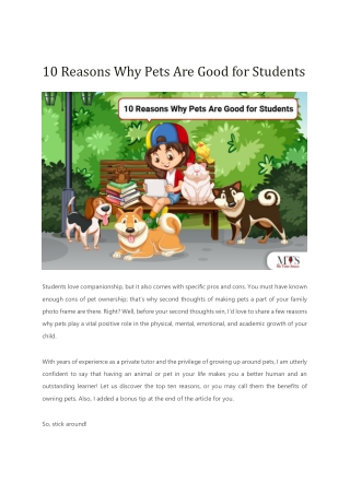 10 Reasons Why Pets Are Good for Students