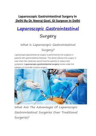Laparoscopic Gastrointestinal Surgery In Delhi By Dr Neeraj Goel GI Surgeon In Delhi