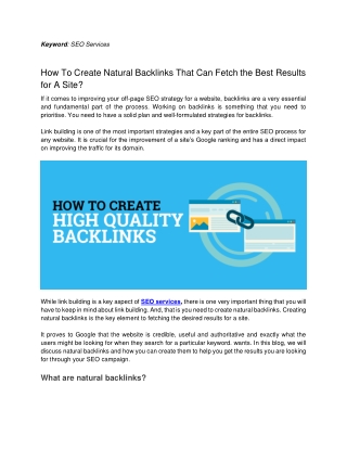 How To Create Natural Backlinks That Can Fetch the Best Results for A Site
