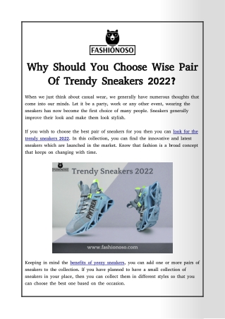 Why Should You Choose Wise Pair Of Trendy Sneakers 2022?