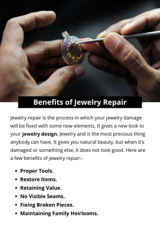 Benefits of Jewelry Repair