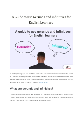 A Guide to use Gerunds and infinitives for English Learners