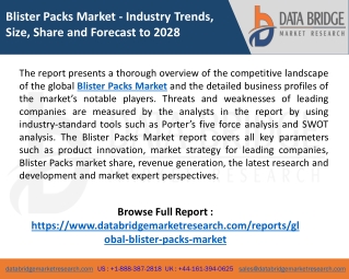 Blister Packs Market Research, Analysis and Outlook, Business research report