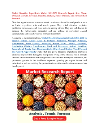 Global Bioactive Ingredients Market Research Report PDF: Ken Research