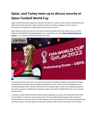 Qatar, and Turkey team up to discuss security at Qatar Football World Cup