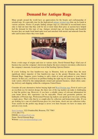 Demand for Antique Rugs