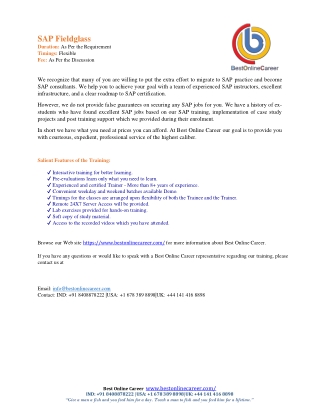 SAP Fieldglass Online Training Course Content