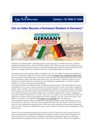 Can an Indian Become a Permanent Resident of Germany-converted