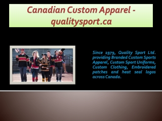 Canadian Custom Apparel - qualitysport.ca