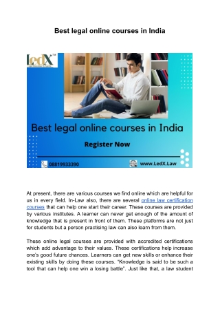 Best legal online courses in India