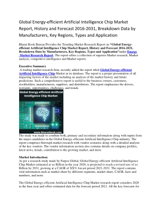 Global Energy-efficient Artificial Intelligence Chip Market Report, History and Forecast 2016-2031, Breakdown Data by Ma