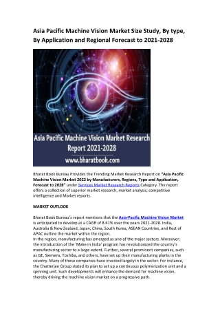Asia Pacific Machine Vision Market Research Report 2021-2028