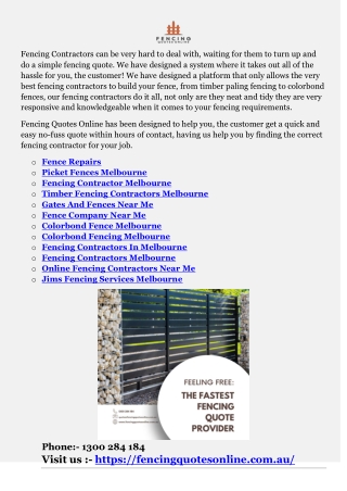 Fencing Contractors Melbourne