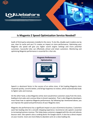 Is Magento 2 Speed Optimization Service Needed