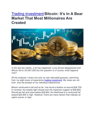 Bitcoin It’s In A Bear Market That Most Millionaires Are Created