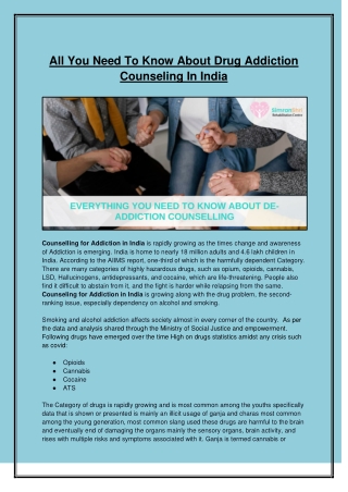 All You Need To Know About Drug Addiction Counseling In India