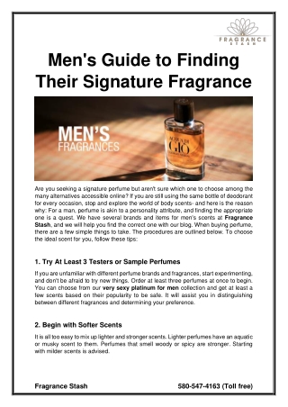 Men's Guide To Finding Their Signature Fragrance