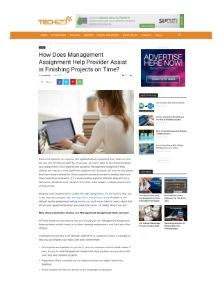 How Does Management Assignment Help Provider Assist in Finishing Projects on Time