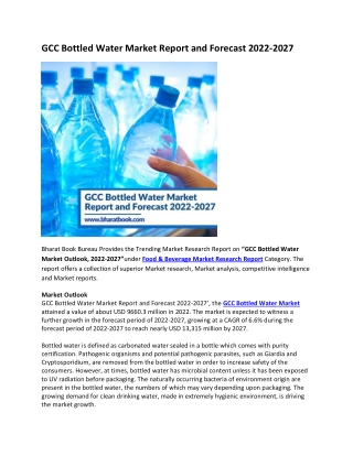 GCC Bottled Water Market Report and Forecast 2022-2027