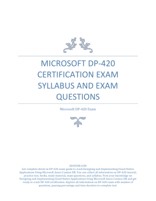 Microsoft DP-420 Certification Exam Syllabus and Exam Questions PDF