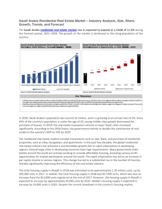 Saudi Arabia Residential Real Estate Market