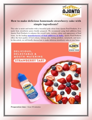 Manufacturers of Food Additives in India