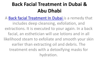 Back Facial Treatment in Dubai & Abu Dhabi