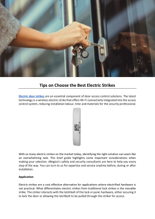 Tips on Choose the Best Electric Strikes