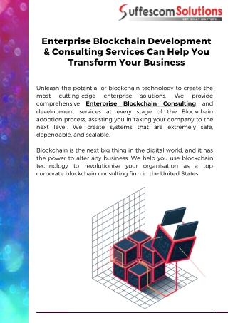 Enterprise Blockchain Development & Consulting Services Can Help You Transform Your Business