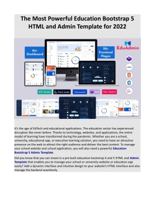 The Most Powerful Education Bootstrap 5 HTML and Admin Template for 2022