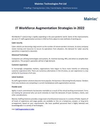 Staff Augmentation Strategies - Maintec