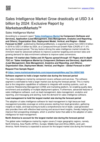 Sales Intelligence Market To Surpass USD 3.4 billion Threshold By 2024