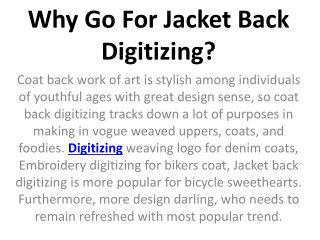 Why Go For Jacket Back Digitizing?