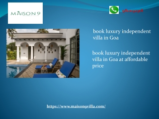 Book luxury independent villa in Goa