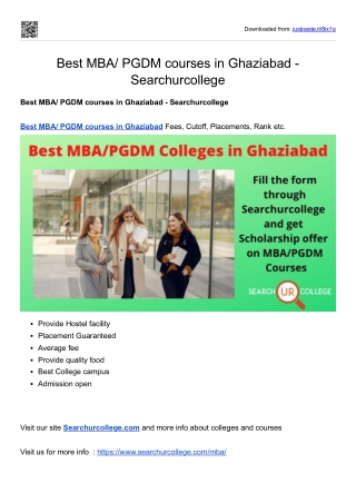 Best MBA/ PGDM courses in Ghaziabad - Searchurcollege