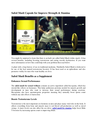 Safed Musli Capsule for Improve Strength & Stamina