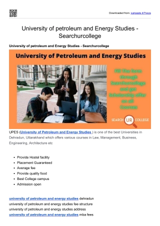 University of petroleum and Energy Studies - Searchurcollege