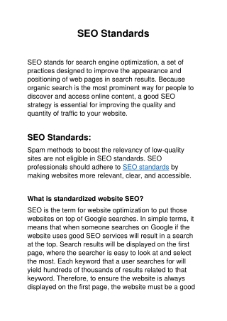 SEO Standards
