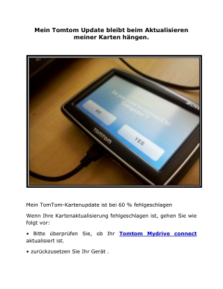 Mein Tomtom Update bleibt beim Aktualisieren meiner Karten hängen,.