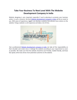 Take Your Business To Next Level With The Website Development Company In India