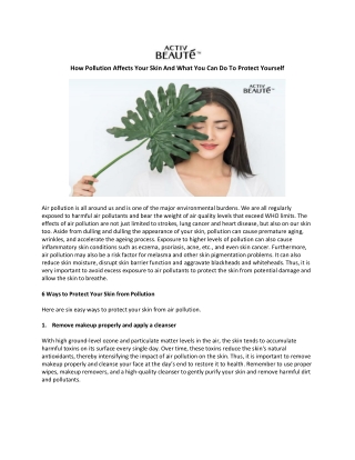 How Pollution Affects Your Skin And What You Can Do To Protect Yourself